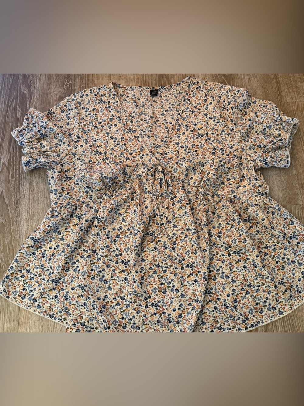SHEIN Floral Peplum Blouse in Blue, Orange, Cream